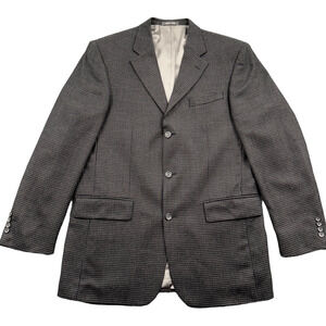 Oscar‎ De La Renta Blazer Mens Size 42L Gray Black Houndstooth Lambswool Classic